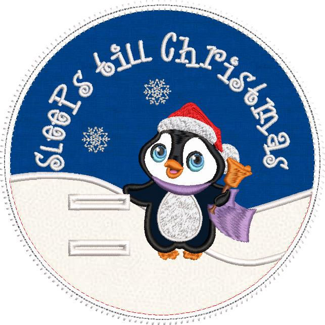 Thumbnail: In The Hoop Sleeps Till Christmas Advent Calendar Machine Embroidery Design