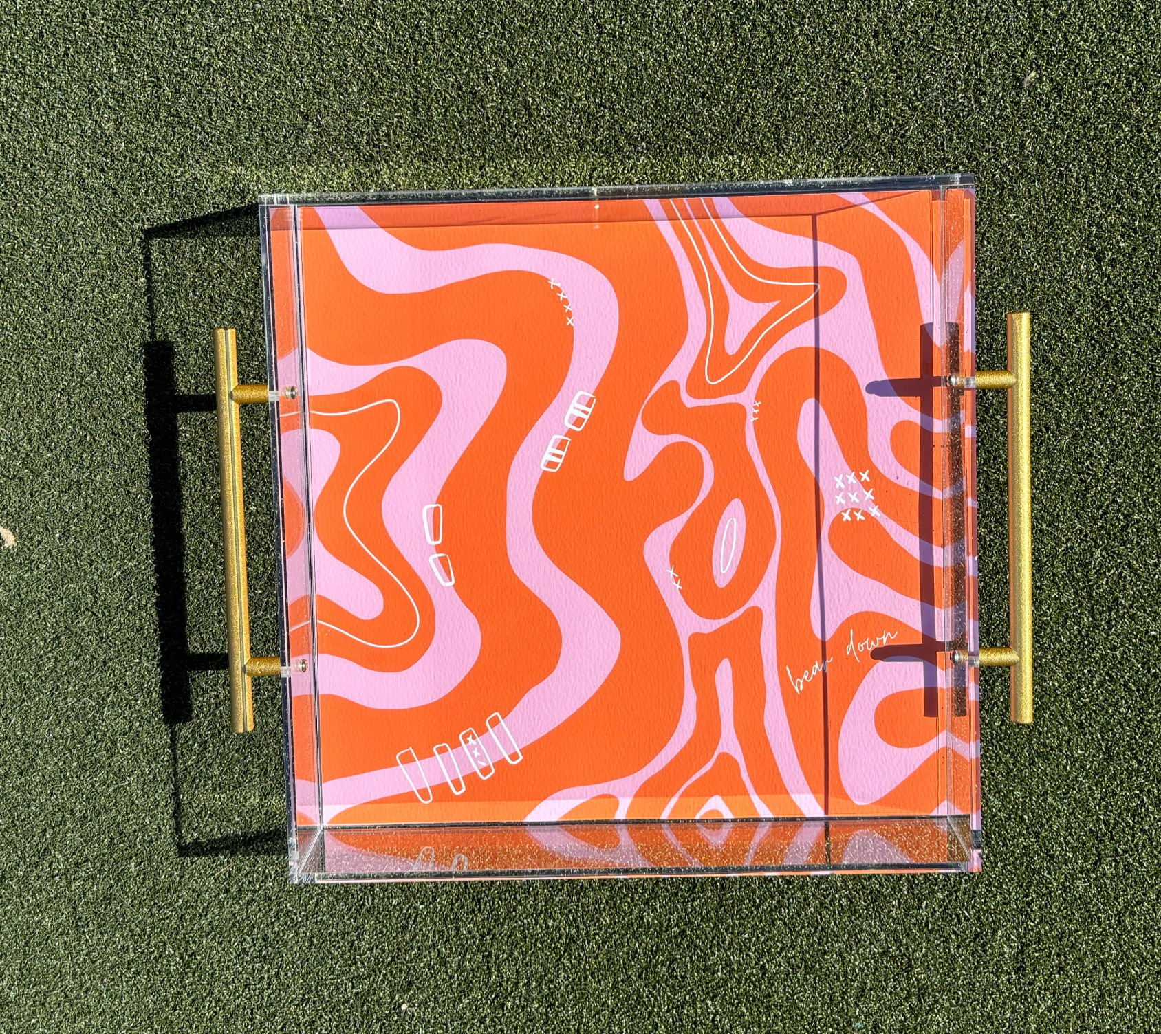 Mercer Orange and Pink Graphic Pattern Print Acrylic Tray Insert