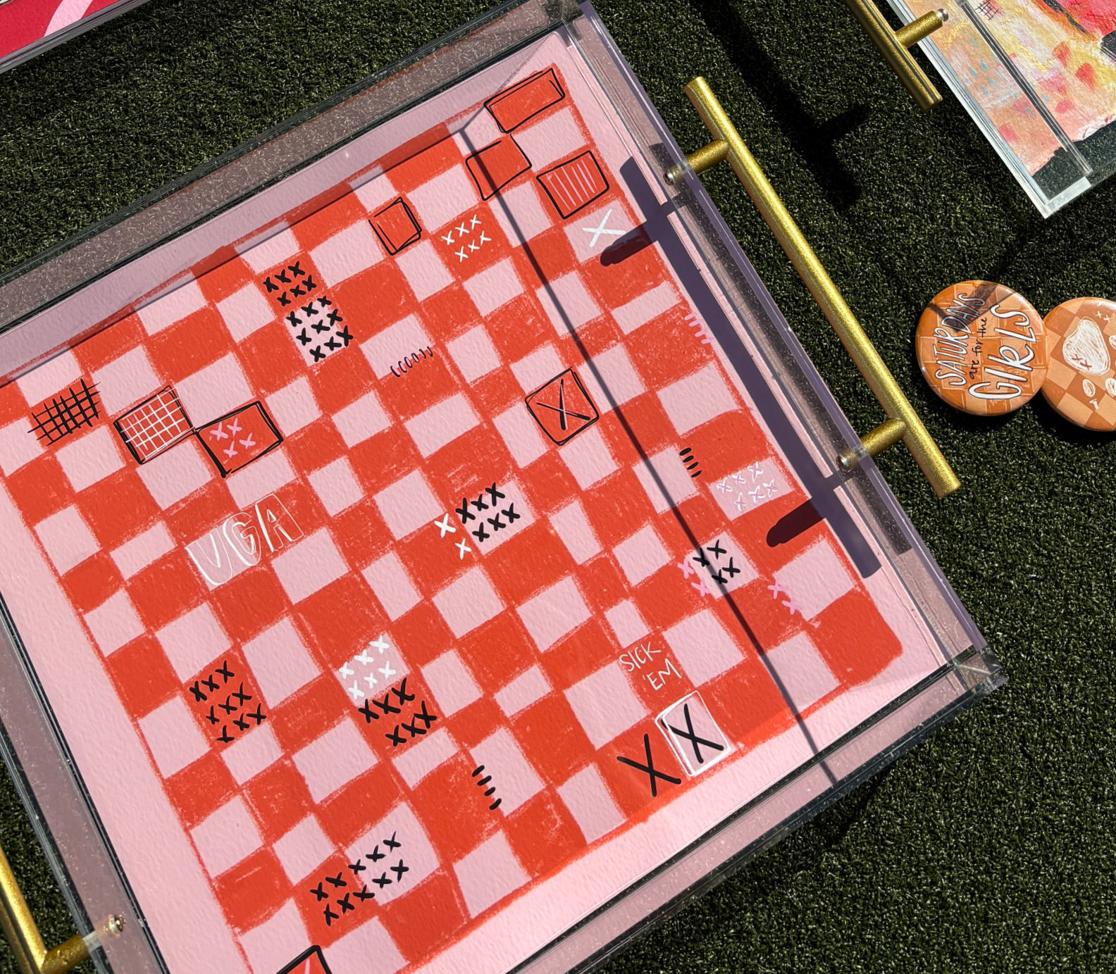 UGA - Checkered Print Acrylic Tray Insert 