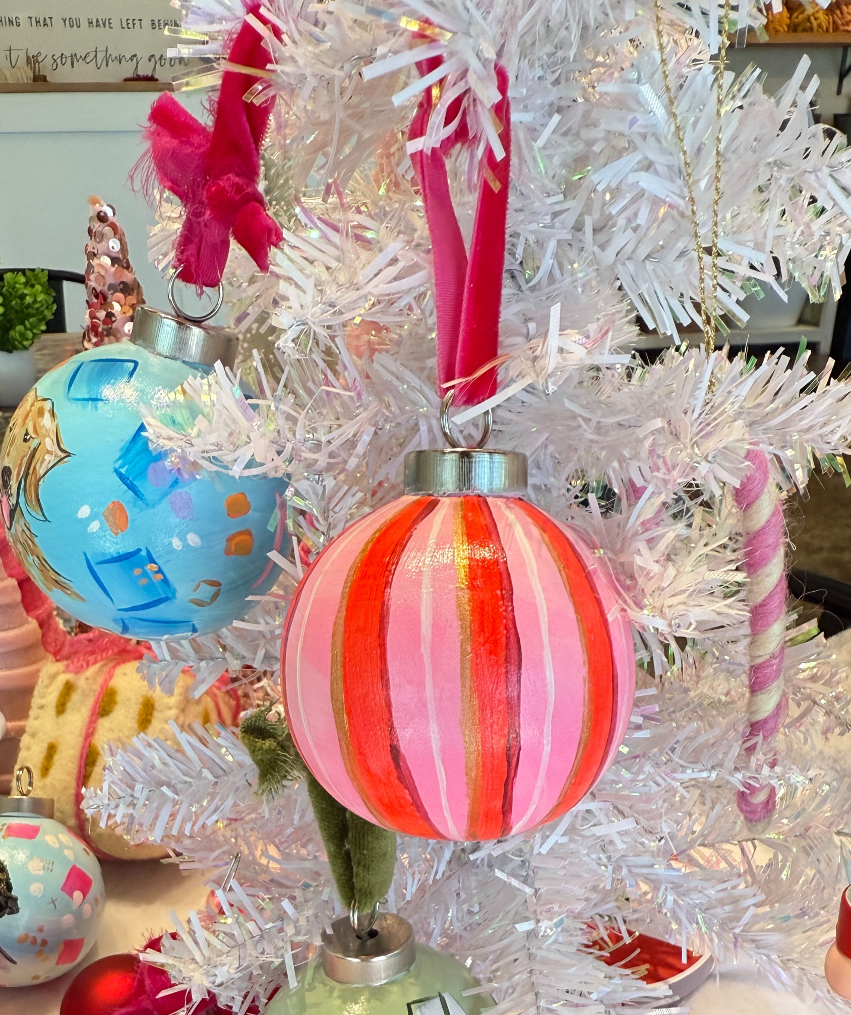 Pink and Red Striped Ornament