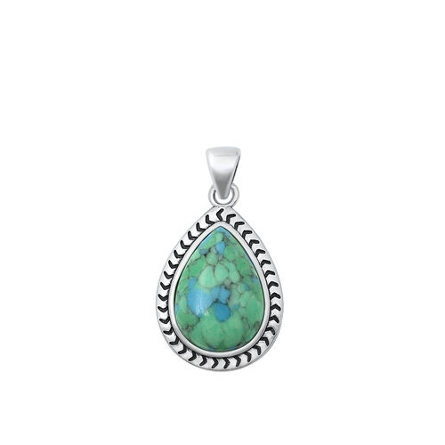 Sterling Silver Tear Drop Stone Pendant