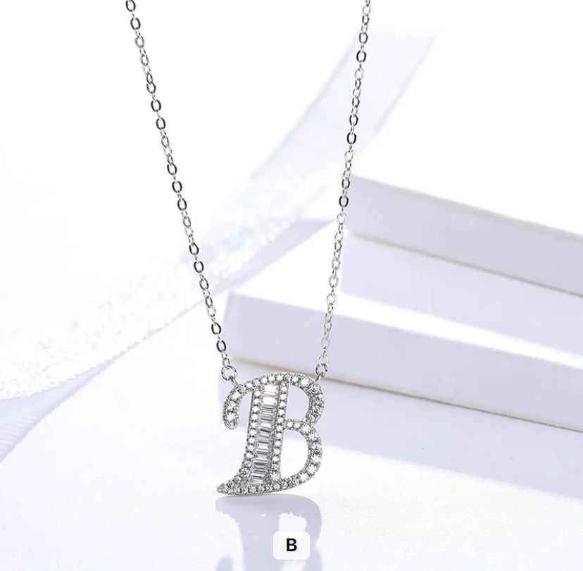 Thumbnail: 925 Silver Zircon Initial Necklace 