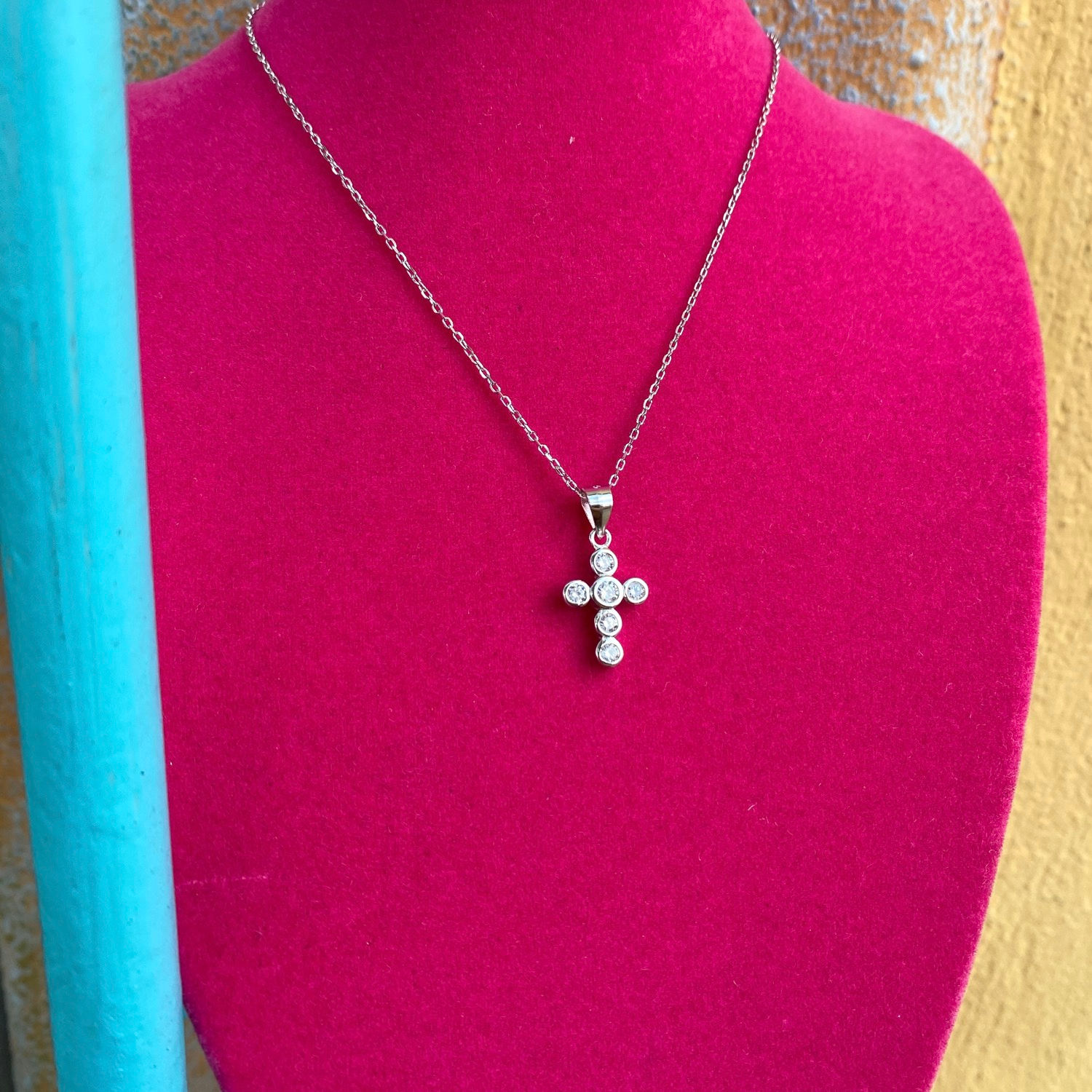 925 Silver Cz Cross  Necklace