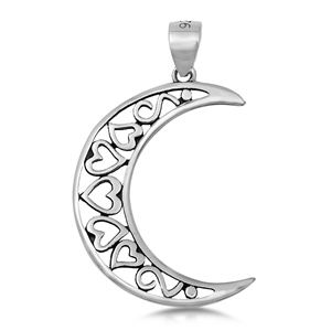 Thumbnail: Sterling Silver Moon & Hearts Pendant 