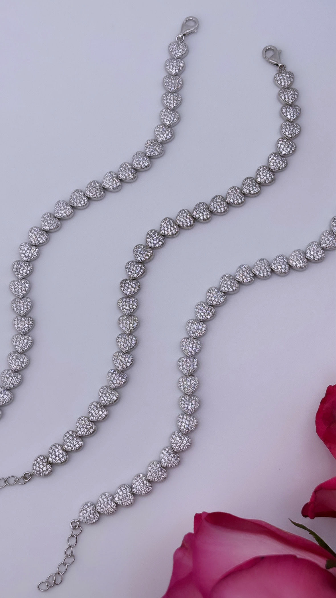 925 Silver Cz Heart Bracelet 