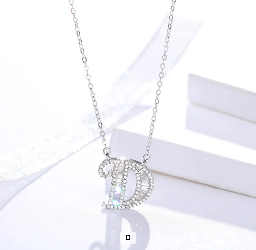 Thumbnail: 925 Silver Zircon Initial Necklace 