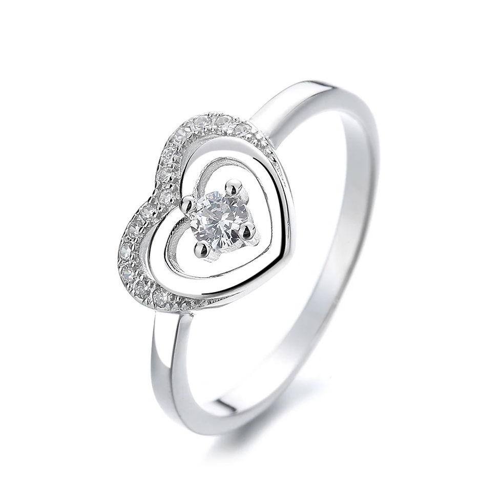 Thumbnail: 925 Silver Cz Heart Ring