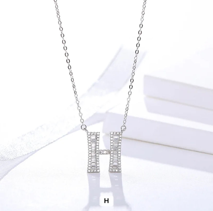 Thumbnail: 925 Silver Zircon Initial Necklace 