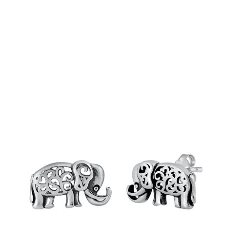 Thumbnail: Sterling Silver Elephant Ear Studs