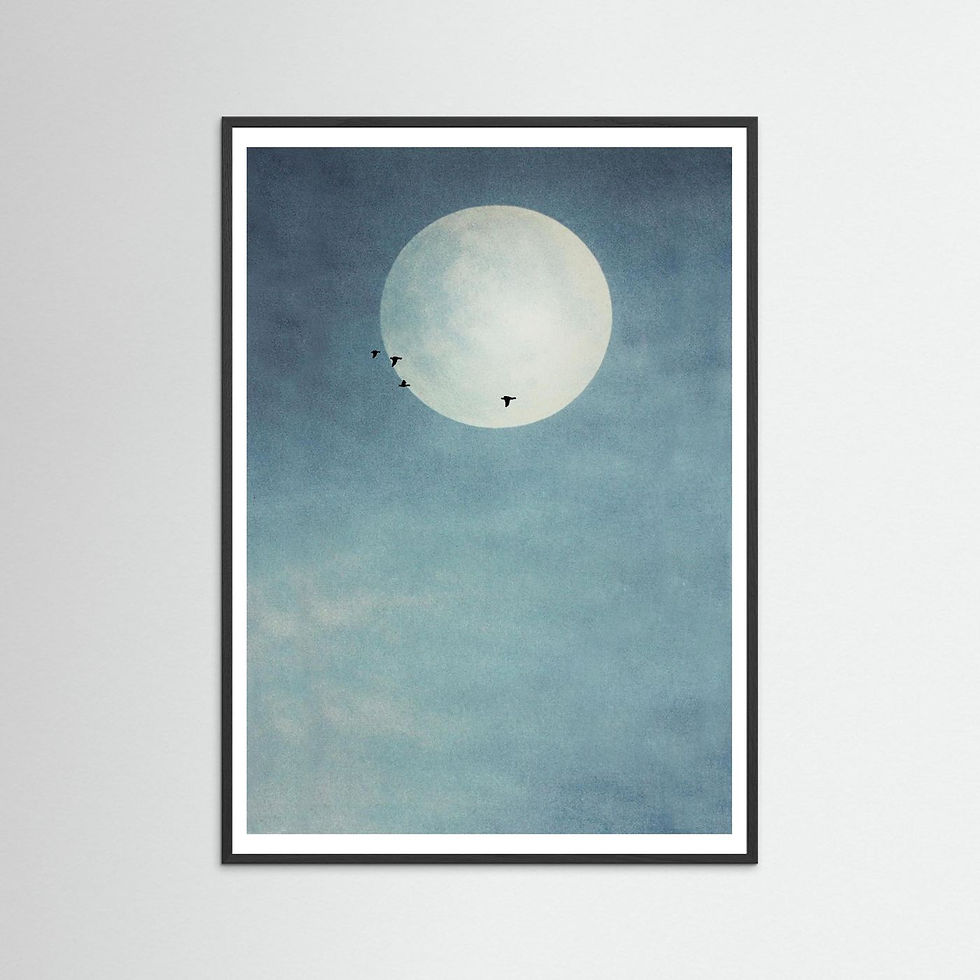 Thumbnail: Framed Winter Moon Geese 