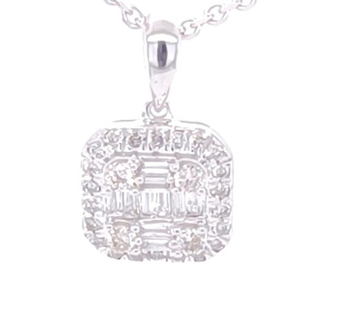 Baguette Cluster Pendant 9K White Gold 0.25ct 1