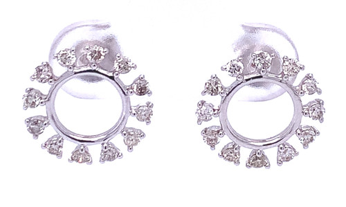 Circle Diamond Earrings White/Yellow Gold 0.54ct 1