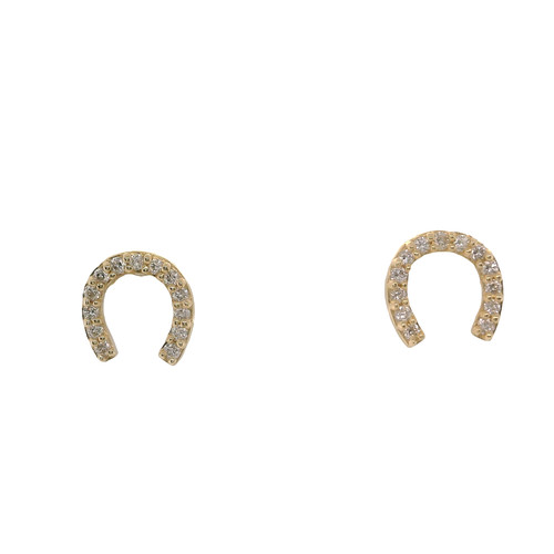 Diamond Horseshoe Stud Earrings in 9K Yellow Gold 1