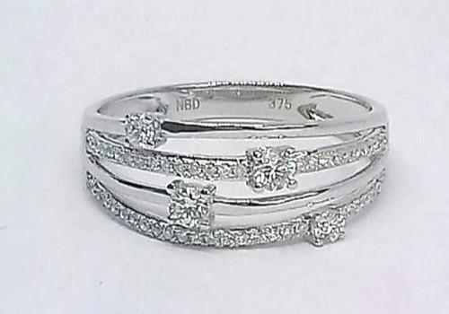 4- Row, Round Diamond set Dress Ring, 9K White Gold, 0.30ct 1