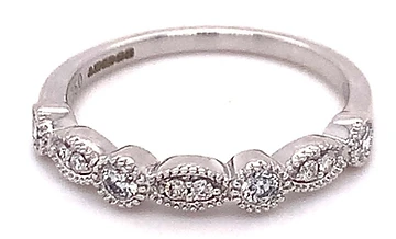Art Deco, Diamond set Wedding Band, 18K White Gold, 0.30ct