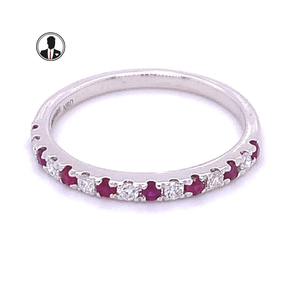 Ruby Diamond Claw Set Eternity Rings 9K White/Yellow Gold