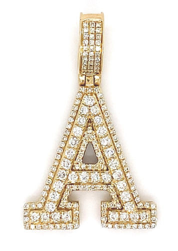 "A" Diamond Pendant 10K Yellow Gold 0.79ct 1
