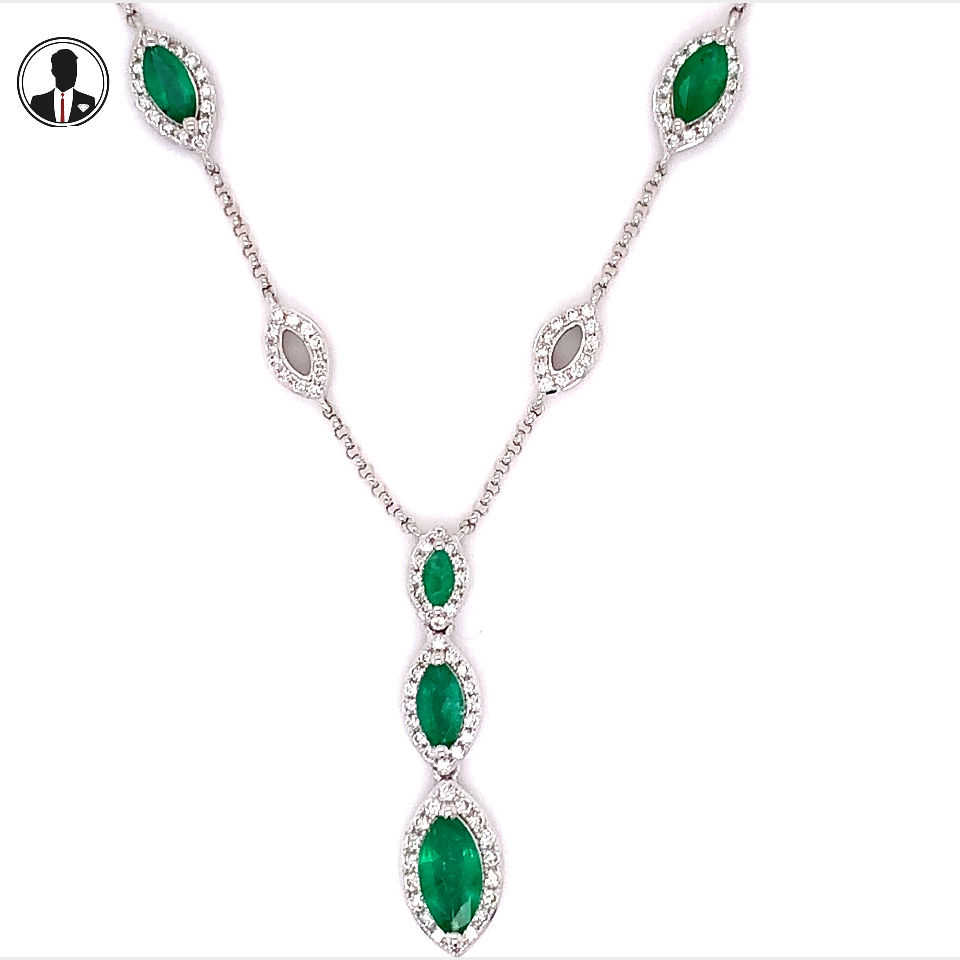 9kt Gold Gemstone/Diamond Necklace 1.76ct/0.40ct