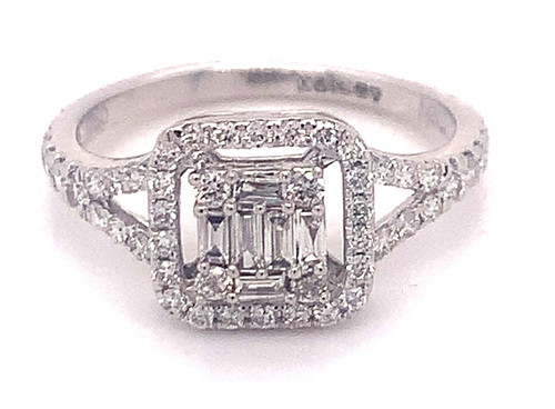 Diamond Cluster Dress Ring, 9kt/ 18kt Whit Gold, 0.50ct 1