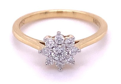Flower Cluster Diamond Ring, 18K Yellow/ White Gold, 0.35ct /0.55ct 1