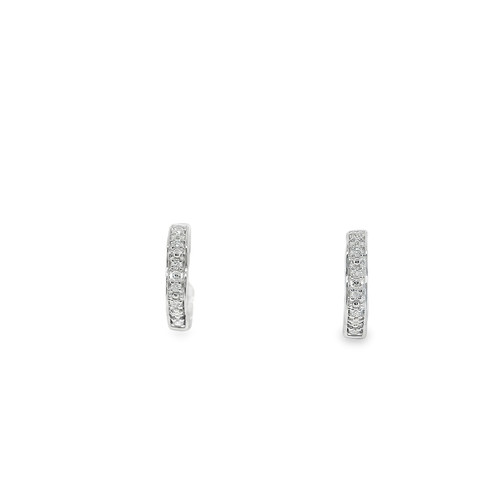 Platinum Diamond Cluster Flower Shaped Hoops, 0.07ct 1