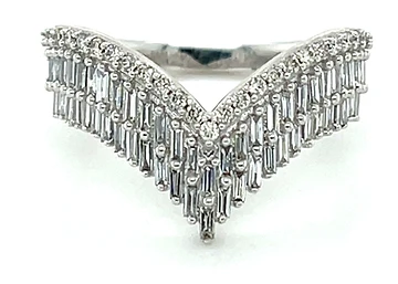 Baguette Shape & Round Diamond Dress Ring, 0.52ct