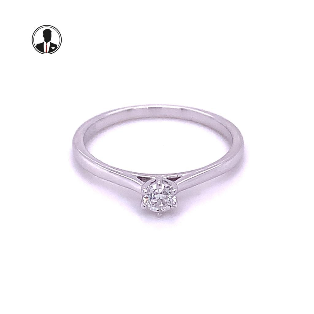 Diamond Solitaire Ring 9K White Gold 0.17ct