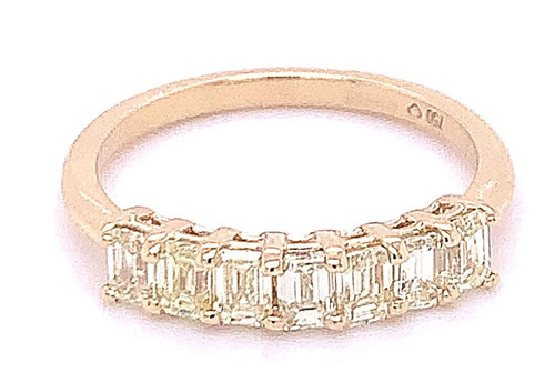 7 Stone, Emerald Cut Diamond Ring, 18K Gold/Platinum,  1.00ct 1