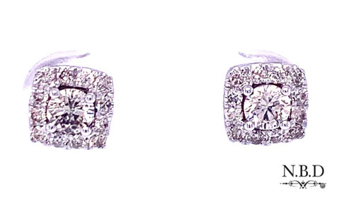 Diamond Studs White/Yellow Gold 0.87ct 1