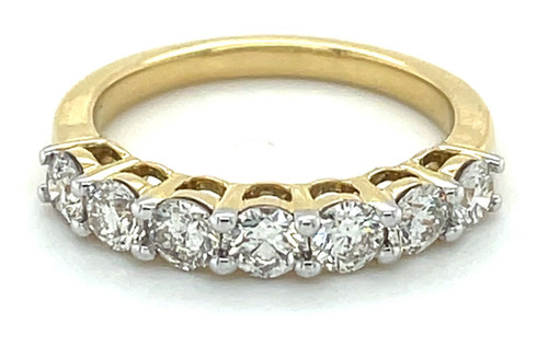 7 Stone Round Diamond Ring, 18kt Yellow Gold, 1.05ct 1