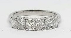6 Stone, Oval Cut Diamond Ring, Platinum, 1.20ct 1