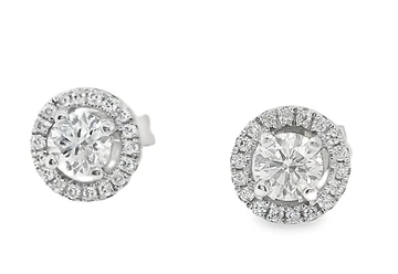 Diamond Cluster Earrings 18K YG/WG, 0.43ct