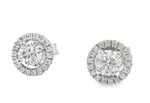 Diamond Cluster Earrings 18K YG/WG, 0.43ct 1