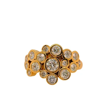 Multistone Bubble Ring with Brilliant Cut Diamonds 18K YG