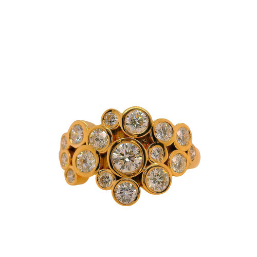 Multistone Bubble Ring with Brilliant Cut Diamonds 18K YG 1