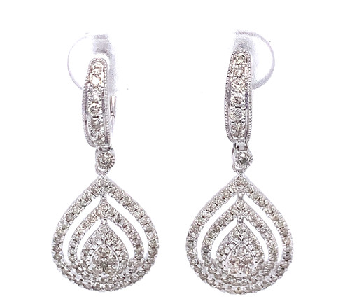 Diamond Drop Earrings White/Yellow Gold 1.23ct 1