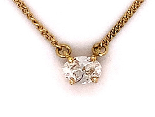 Oval Diamond Necklace 18K Yellow Gold 0.30ct 1