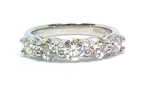 5 Stone, Round Diamond Ring, Platinum, 2.00ct 1