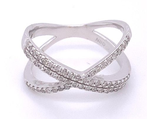 Cross Over Diamond Ring, 9K White/Yellow Gold 0.43ct 1