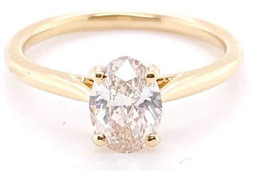 3/4- Claw, Fancy Cut Diamond Solitaire Ring, 18Kt Gold/ PLT 0.30ct - 1.00ct