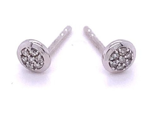 Round Cluster Diamond Earrings White/Yellow Gold 0.06ct 1