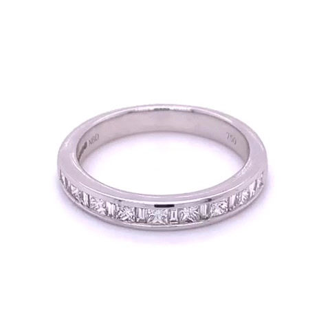 Thumbnail: Half Eternity Mixed Stone Channel 50% Set Ring 18K White Gold 0.50ct