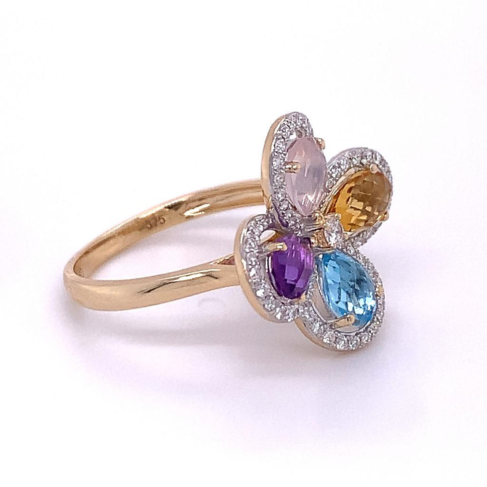 Thumbnail: 9kt Yellow Gold 0.26ct/1.42ct Gemstone Flower Ring