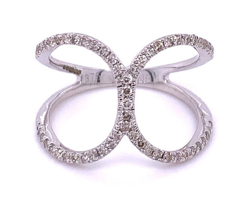 Closed - Cuff Diamond Dress Ring, 9K Yellow/White Gold 0.35ct 1