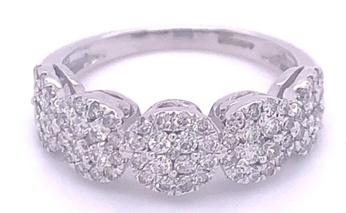 Diamond Cluster Dress Ring, 9K/18K White Gold, 0.77ct 1