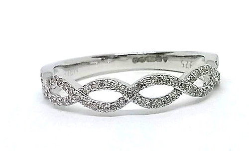 Infinity Twist Design Diamond Ring, 9K White Gold, 0.25ct 1