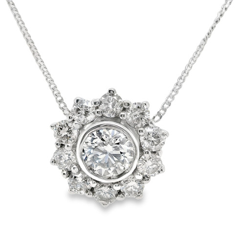 Flower style cluster Pendant 18K WG 1