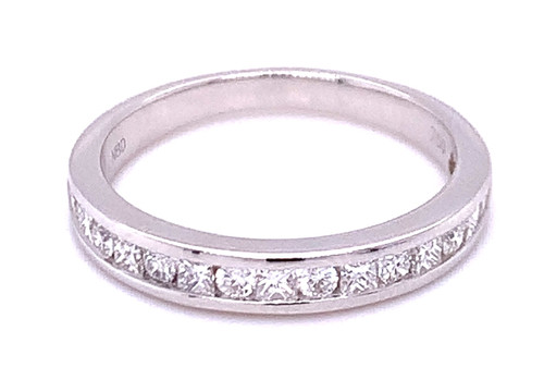 Princess & Round Diamond Channel Set Half Eternity Ring 18KT 0.45ct 1