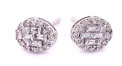 Diamond Cluster Earrings White/Yellow Gold 0.36ct 1
