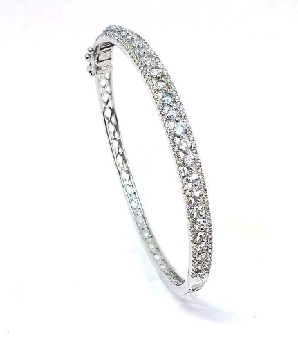 Diamond/Aquamarine Bangle 9K White/Yellow Gold 0.68ct.1.25ct 1